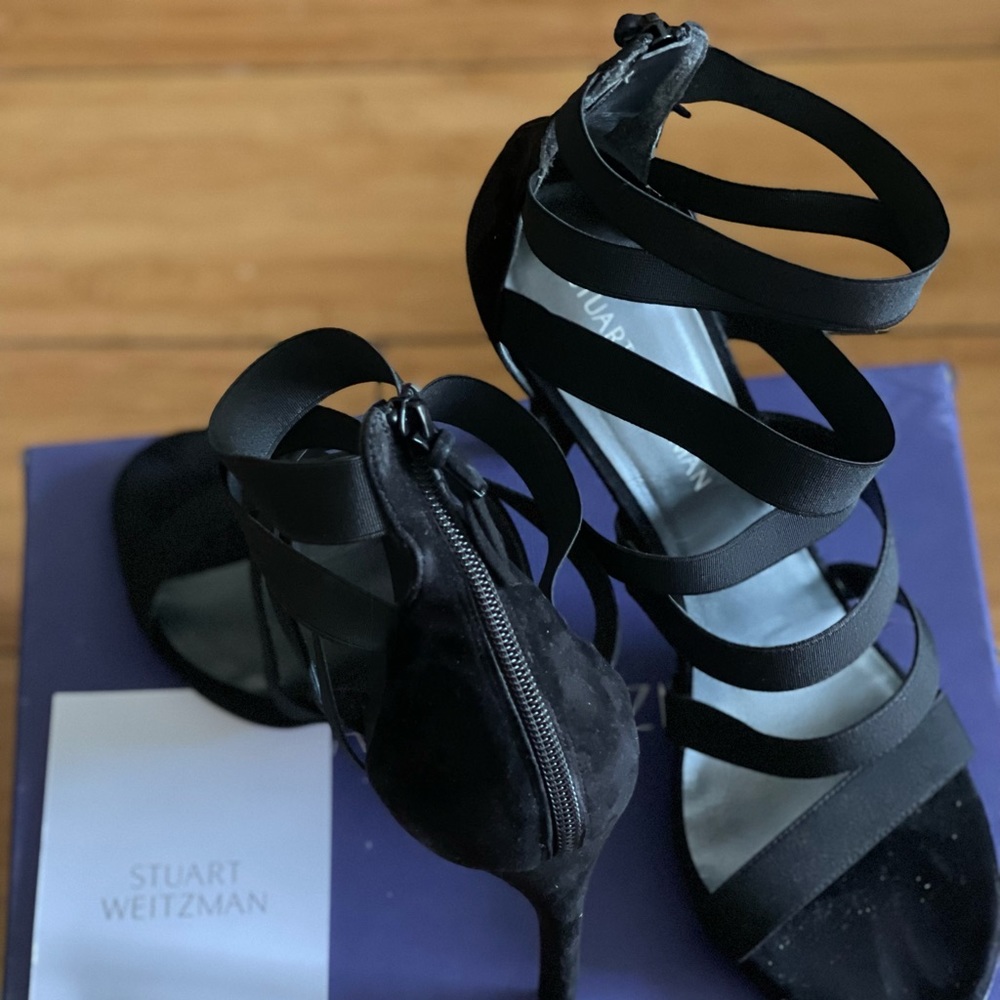 Stuart Weitzman Mummy black suede sandals (4 in)